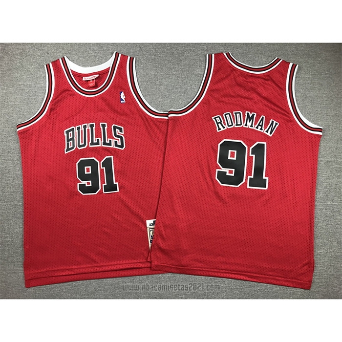 Camiseta Nino Chicago Bulls Dennis Rodman #91 Mitchell & Ness 1997-98 Rojo